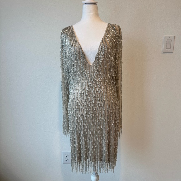 NastyGal Silver Beaded Dress - Picture 1 of 6